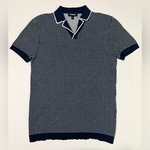 Express Men's Sweater Polo Shirt in Navy and White